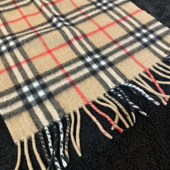 100% Cashmere Vintage Authentic Burberry Nova Check Scarf - Picture 2 of 6